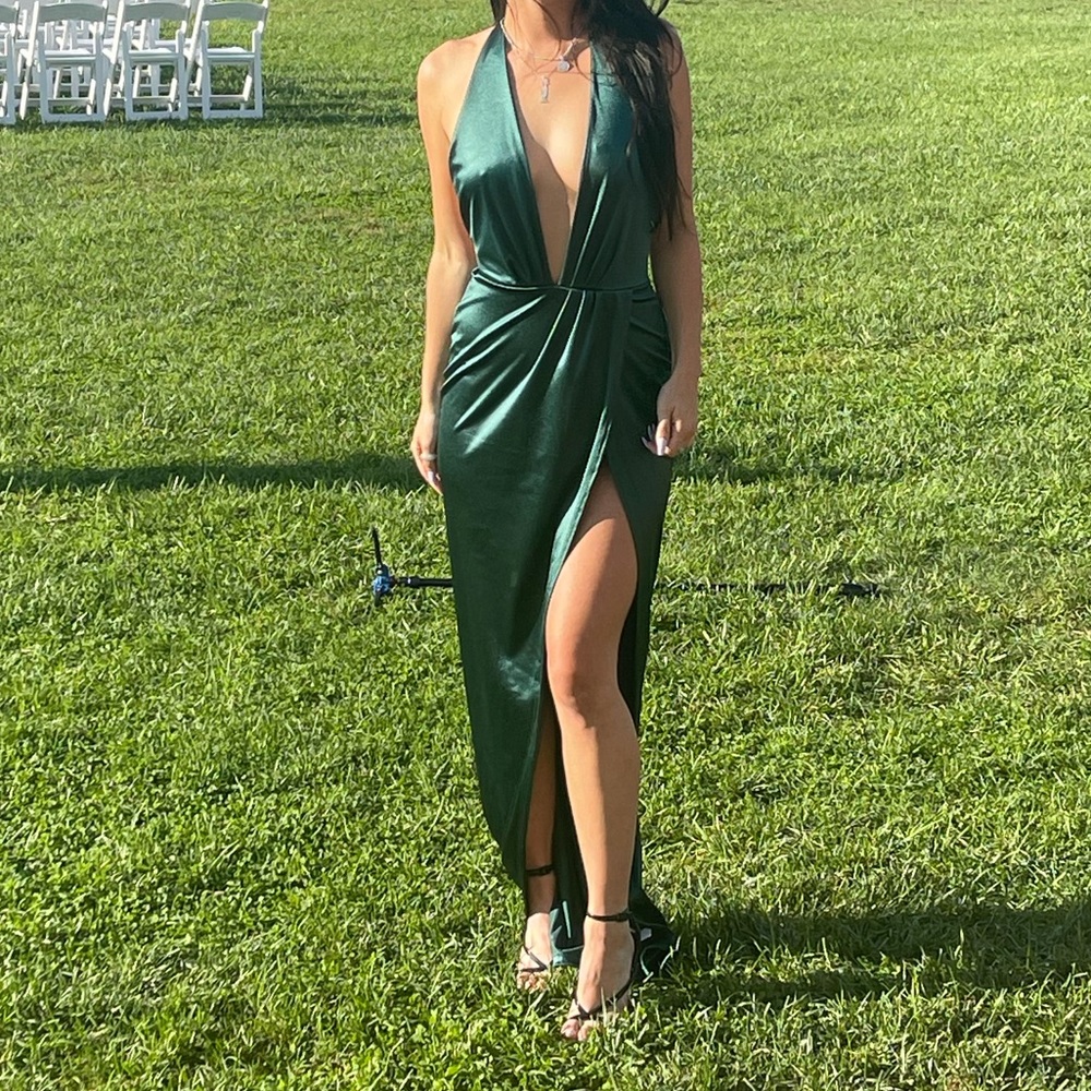 Forest Green Halter Formal Gown Dress Small
